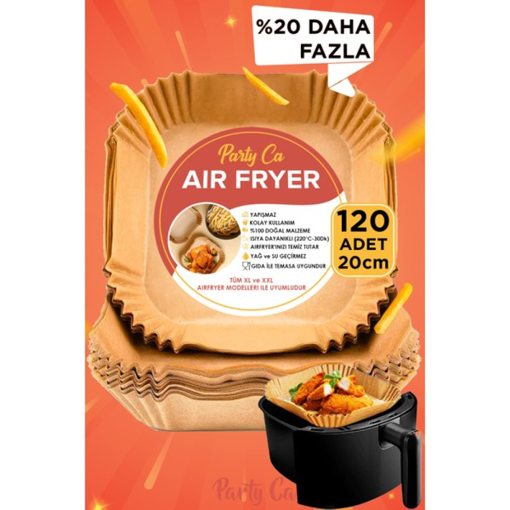 Party Ca Airfryer Pişirme Kağıdı Yağsız Hava Fritözü Philips Tefal Xiaomi 120 Adet 20CM Kare Pişirme Kağıdı Fiyatı