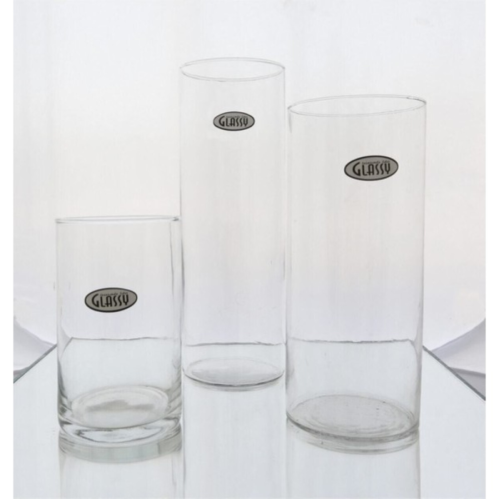 Paşa Cam Cam Silindir Vazo Set (10 Çap 15-20-25 Cm) 3'lü - Şeffaf Vazo Fiyatı