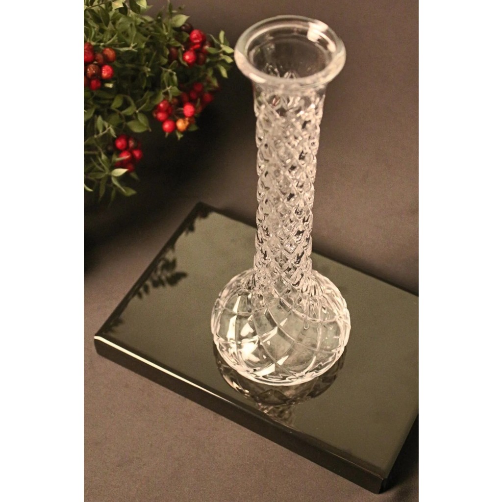 Paşa Cam El Yapımı Burgu Model Cam Vazo 25 cm Şeffaf Modern Tasarım Tekli Karanfil Gül İçin Vazo Fiyatı