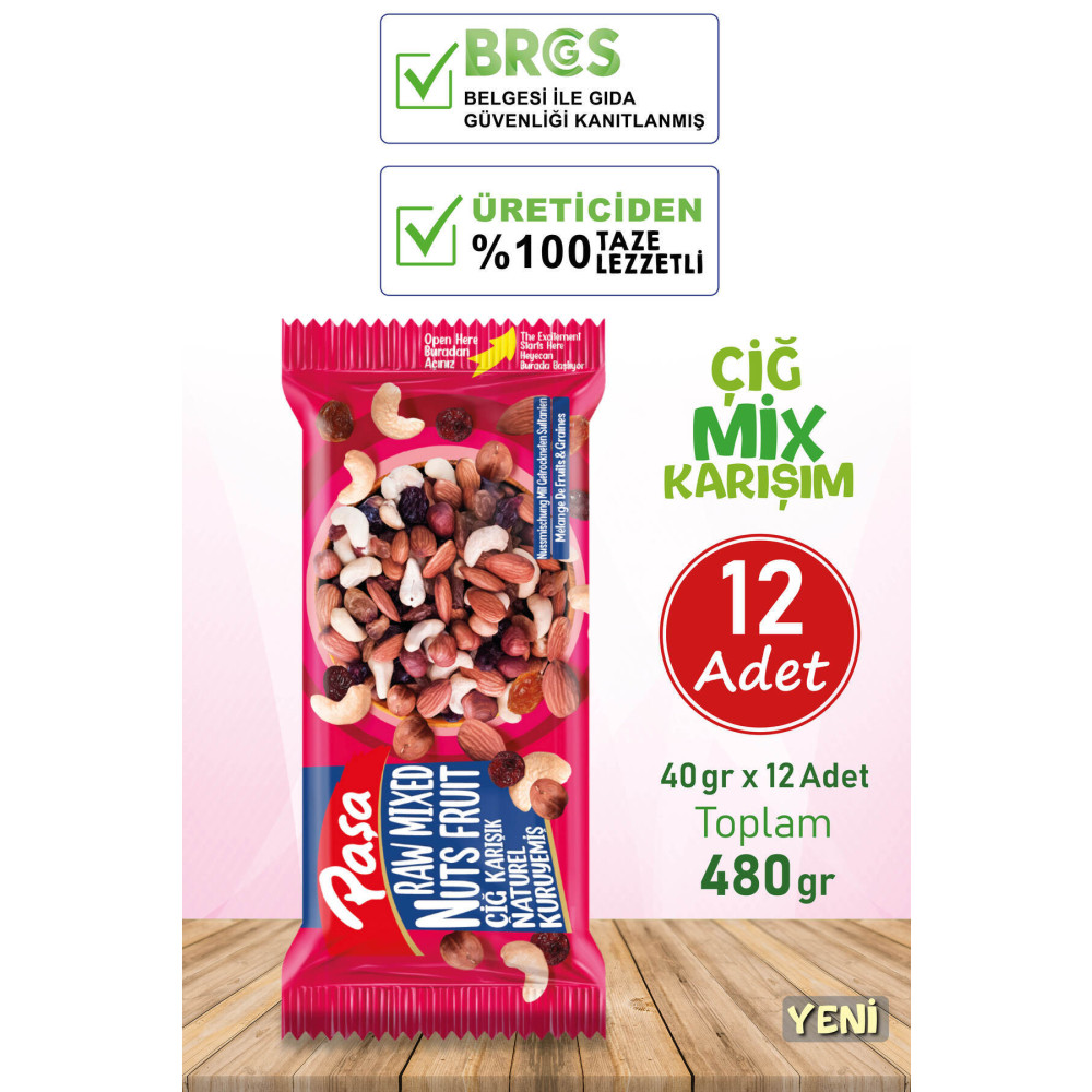 Paşa Kuruyemiş Çiğ Karışık Naturel Kuruyemiş 40 gr x 12 Adet Kuruyemiş Fiyatı