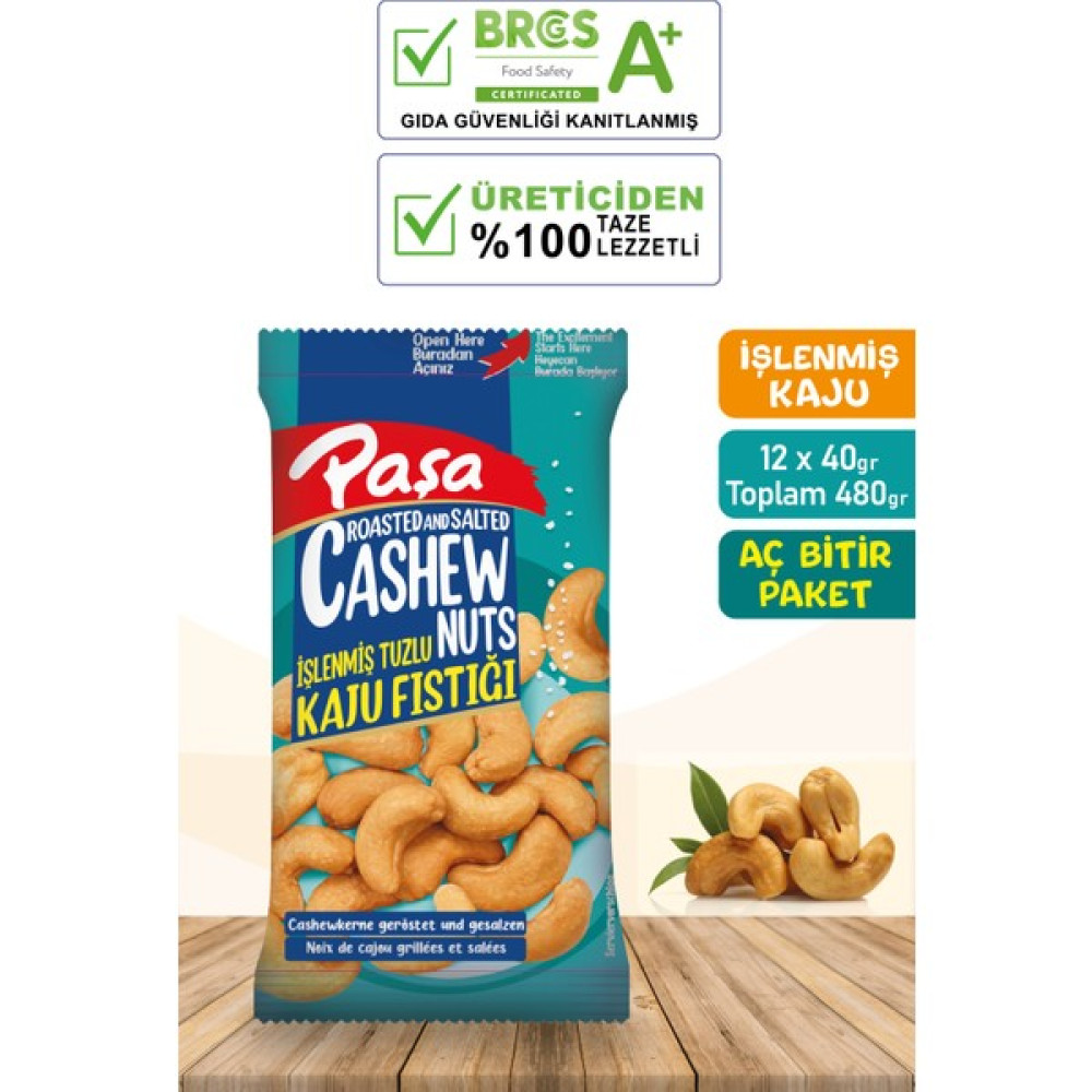 Paşa Kuruyemiş Kaju Fıstığı 40 gr x 12 Adet (Toplam 480 gr) Kuruyemiş Fiyatı