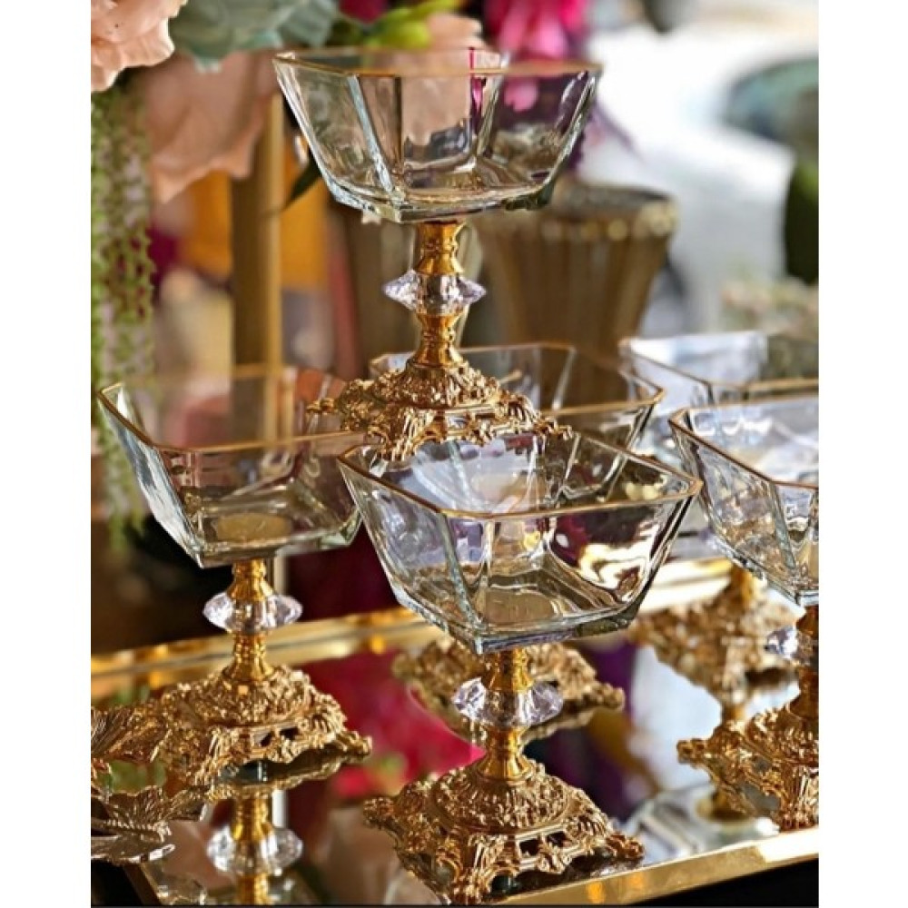Paşabahçe 6 Adet Metal Ayaklı Gold Detaylı Magnolia-Kase-Dondurmalık-Şekerlik Goldayaklıkase - 1 Adet Kase Fiyatı