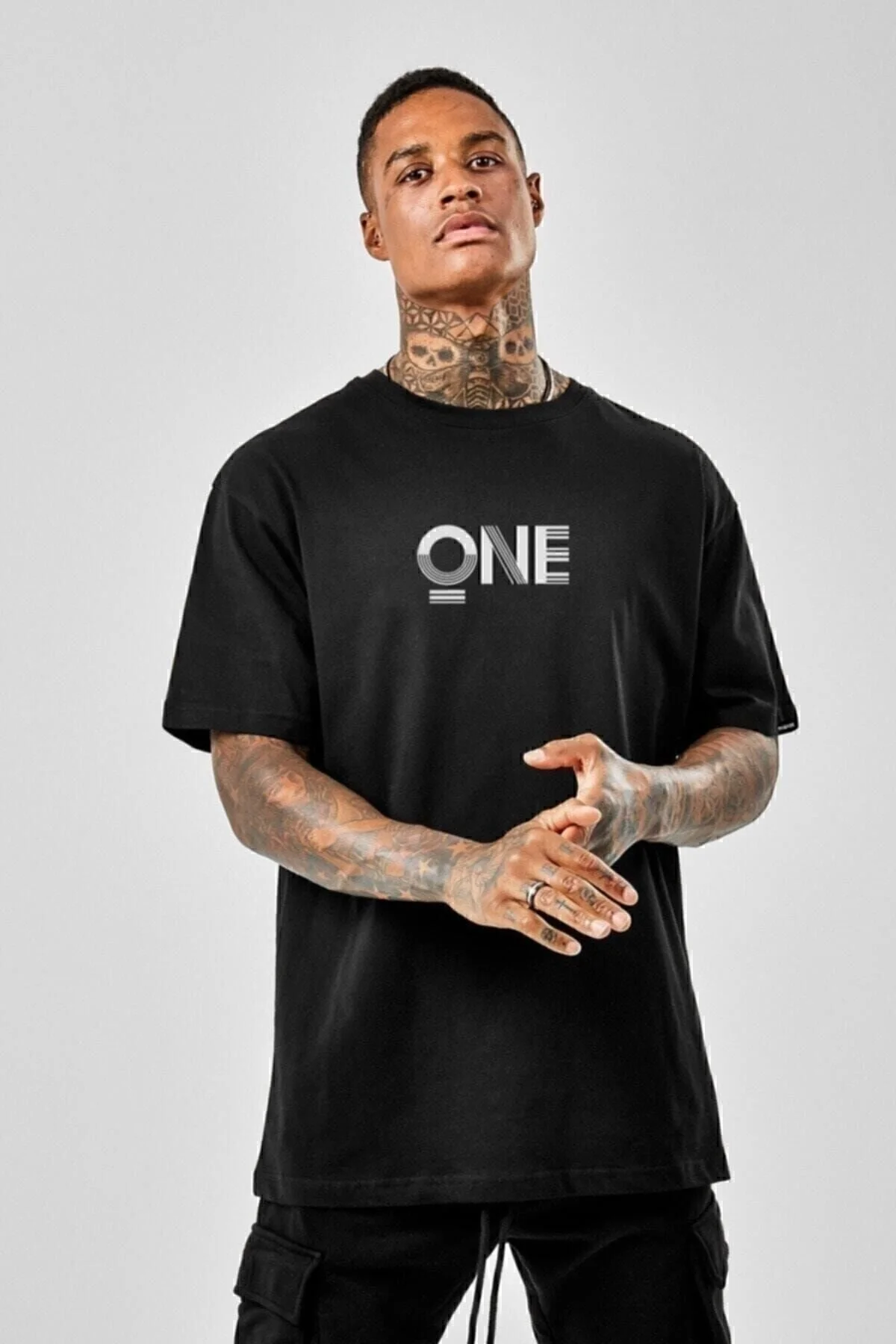 Pasage Azurco Oversize One Baskılı Siyah Tshirt 2XL Beden Bayan T-shirt Fiyatı