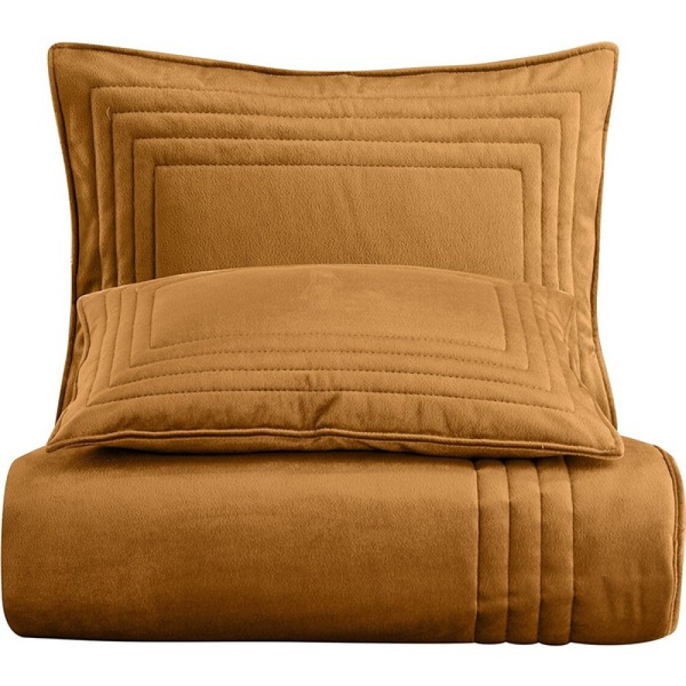 Pasıonı - Benson - Kadife Hardal Yatak Runner Set - 95 x 240 cm Yatak Örtüsü Fiyatı