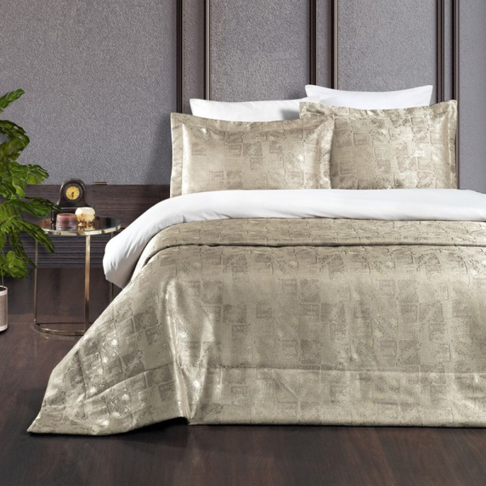 Pasıonı - Dorıa - Jakar Çift Kişilik Yatak Örtüsü Takımı Çeyiz Seti - 260 x 270 cm - Bej Yatak Örtüsü Fiyatı