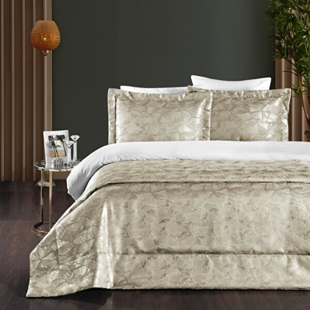 Pasıonı - Leoanta - Jakar Çift Kişilik Yatak Örtüsü Takımı Çeyiz Seti - 260 x 270 cm - Bej Yatak Örtüsü Fiyatı