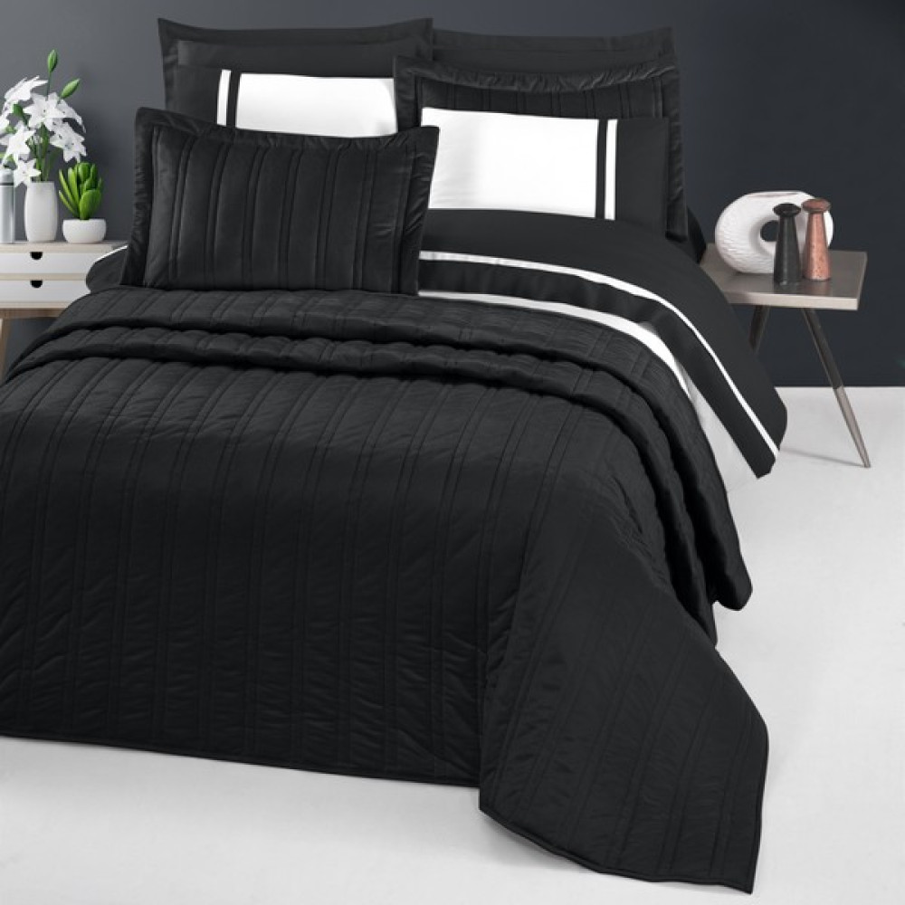 Pasıonı - Romeo - Velvet Antrasit Çift Kişilik Yatak Örtüsü Takımı - 260 x 270 cm Yatak Örtüsü Fiyatı