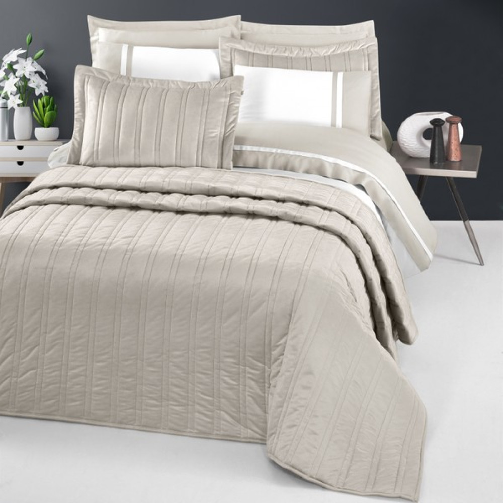 Pasıonı - Romeo - Velvet Bej Çift Kişilik Yatak Örtüsü Takımı - 260 x 270 cm Yatak Örtüsü Fiyatı