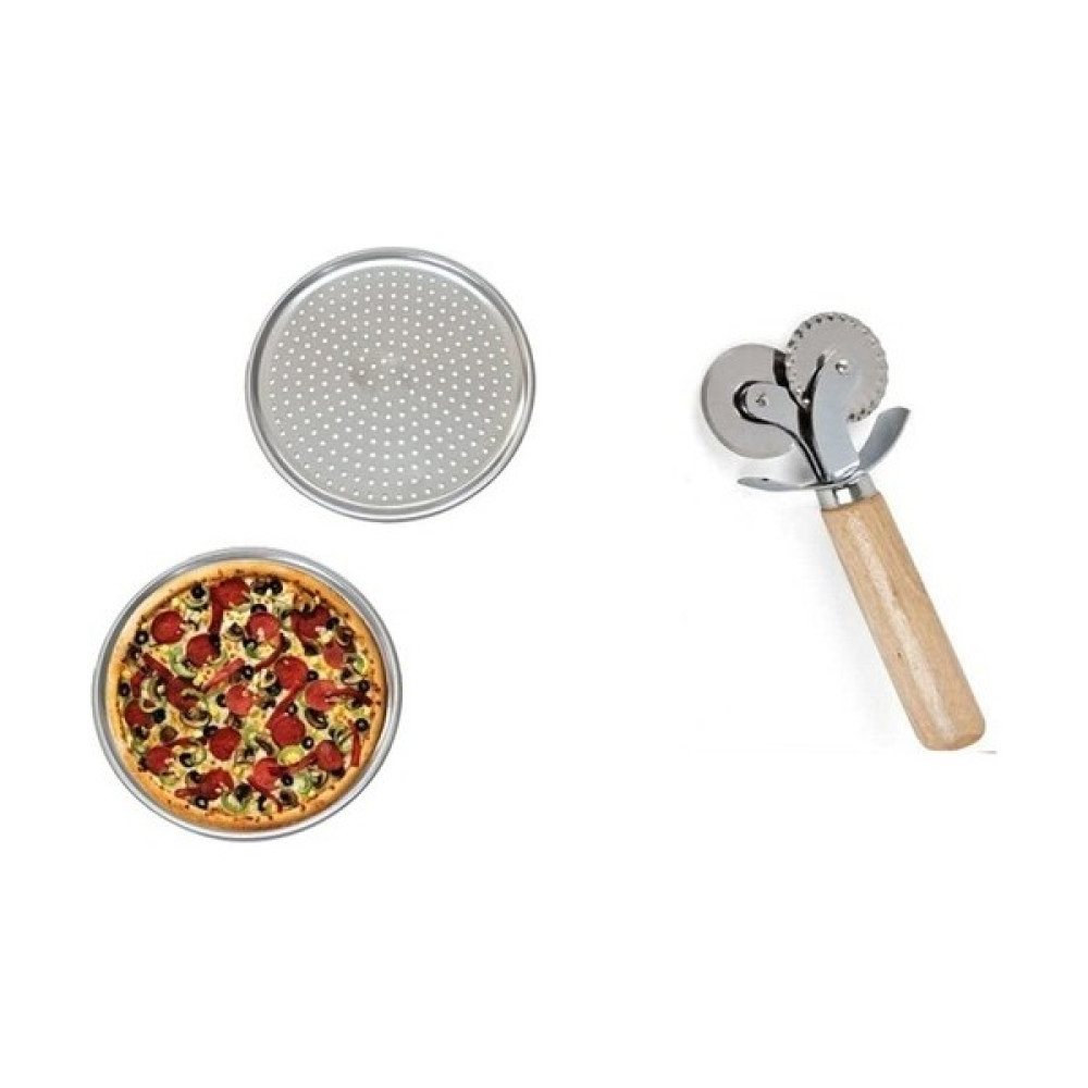 Paslanmaz Çelik 2 Adet Pizza Tepsisi 32 Cm & Pizza Ruleti Servis Tepsisi Fiyatı