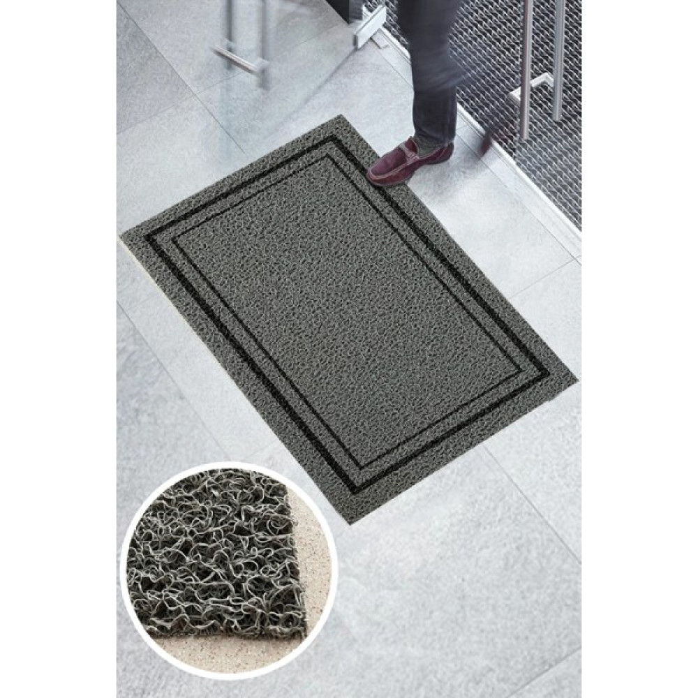 Paspas Yap Kıvırcık Paspas Siyah Çerçeve Baskılı - Gri - 60 x 100 cm Dış Mekan & Bahçe Oyuncakları Fiyatı