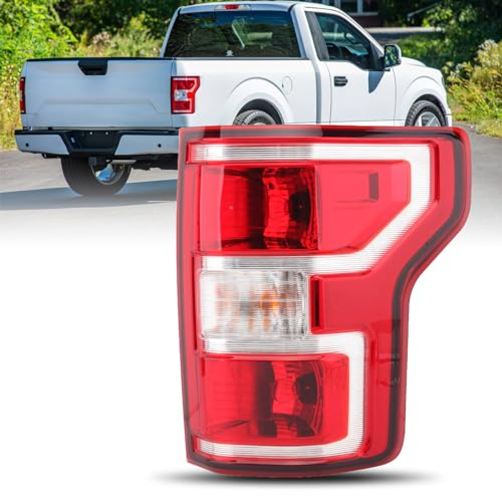 Passenger Side Tail Light Assembly Compatible with Ford F150 F-150 2018-2020 With Halogen Bulb and Harness Right Tail Lamp