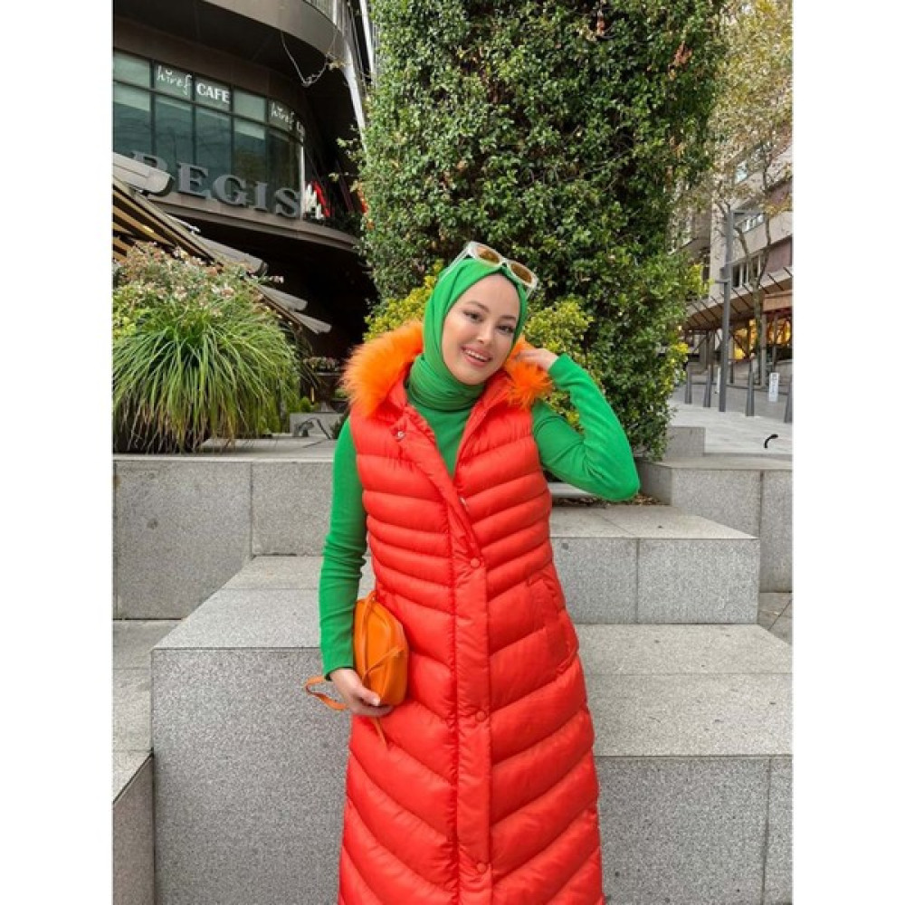 Passionis Ps-Uzun Şişme Yelek - Turuncu - L Kadın Yelek Fiyatı
