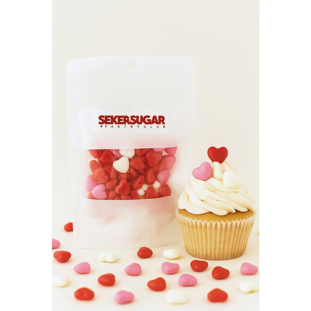 Pasta Süsleme Şekeri Karışık Kalp(Kırmızı-Pembe-Beyaz)40 gr Sprinkles Diğer Fiyatı