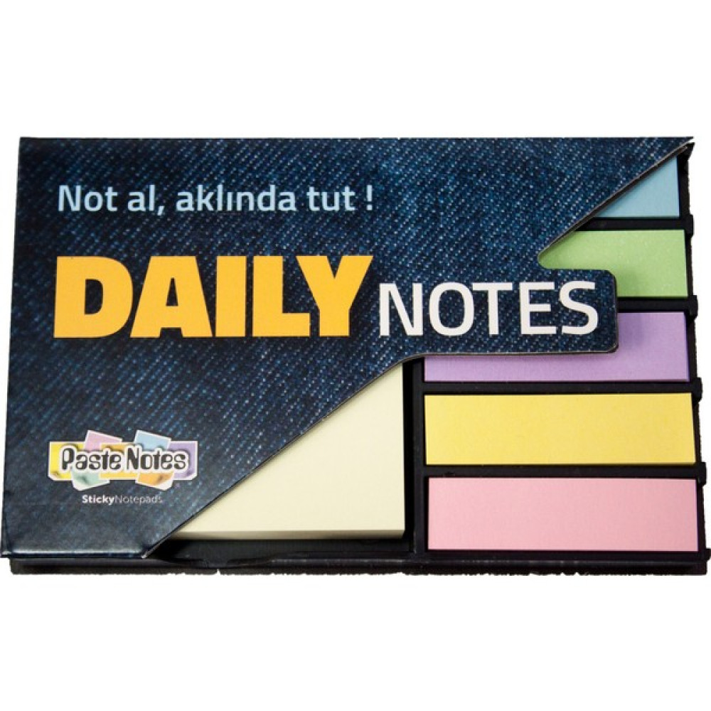 Paste Notes Daily Notes Siyah Sert Plastik Kalıplı Neon Yapışkanlı Ayraç ve Bloknotlu Masa Not Seti Not Defteri & Bloknot Fiyatı
