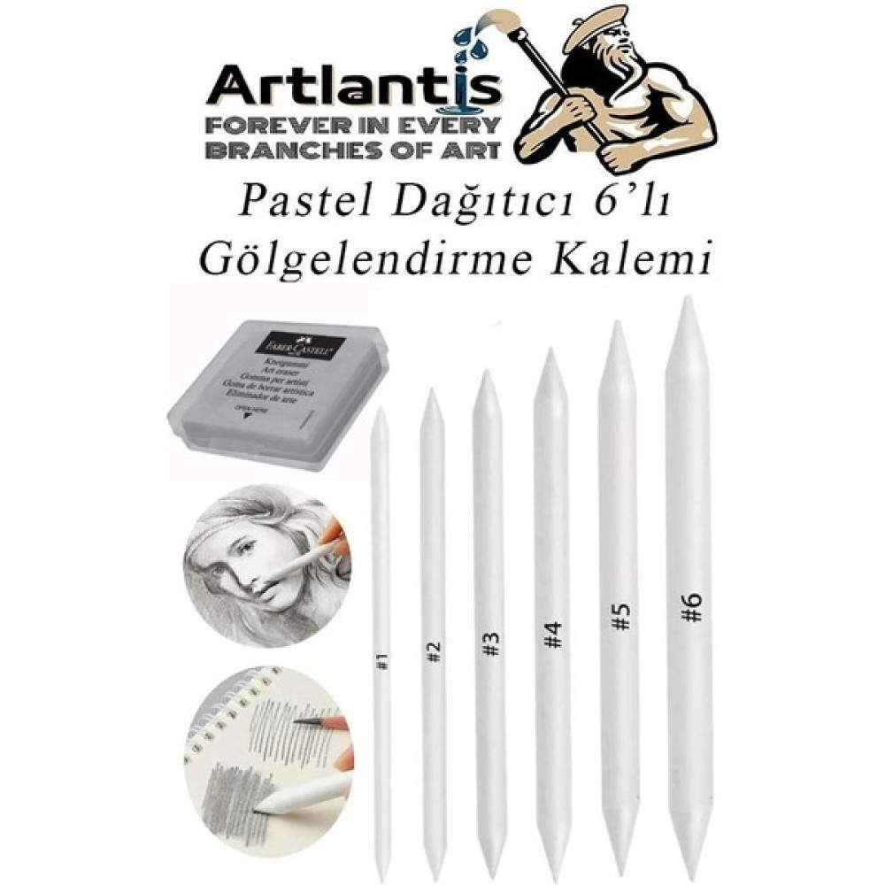 Pastel Dağıtıcı Gölgelendirme Kalemi 6 Lı 1 Paket ve 1 Adet Hamur Silgi Kaynaştırma Kalemi Kara Kalem Dağıtıcı Kalem Kağıt Kalem Yardımcı Malzeme Fiyatı