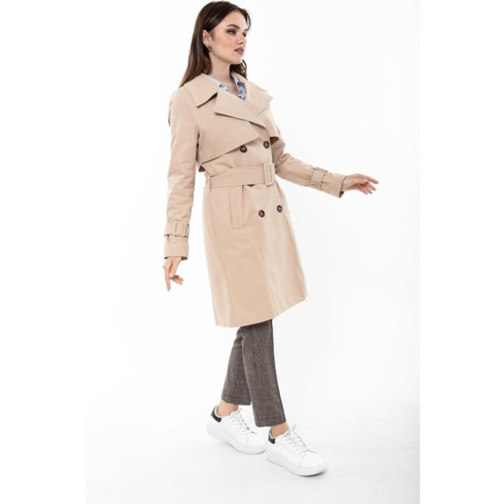 Pastelastore Pamuk Gabardin Midi (95CM) Astarlı Kemerli Kadın Trençkot 1113 Kadın Trençkot Fiyatı