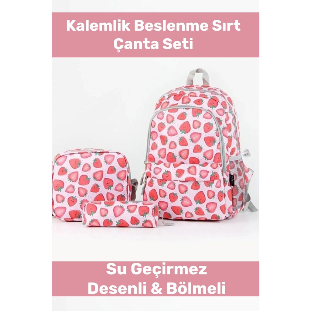 Pastimore Fermuarlı Geniş 1.kalite Su Geçirmez Desenli Bölmeli Üçlü Okul Kalemlik Beslenme Sırt Çanta Seti Kalem & Yazı Gereçleri Fiyatı