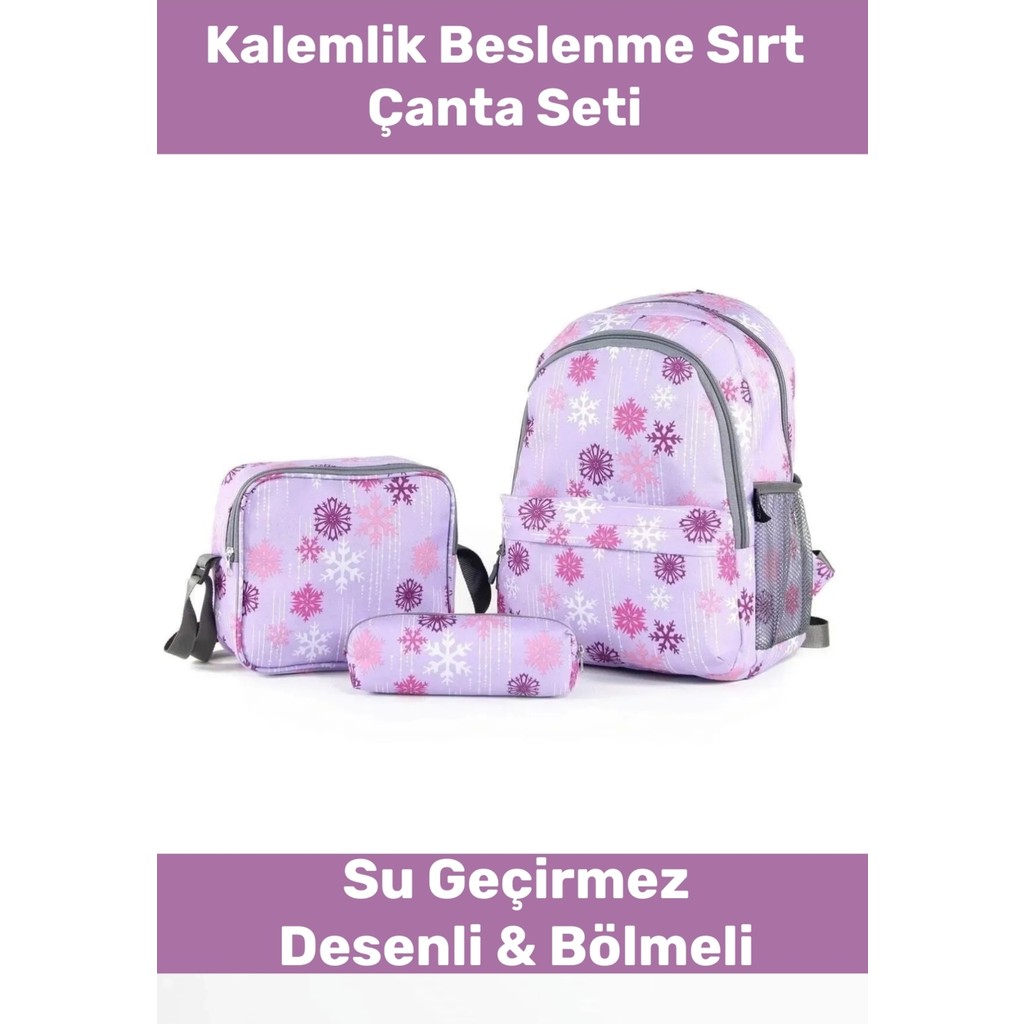 Pastimore Fermuarlı Geniş 1.kalite Su Geçirmez Desenli Bölmeli Üçlü Okul Kalemlik Beslenme Sırt Çanta Seti Kalem & Yazı Gereçleri Fiyatı