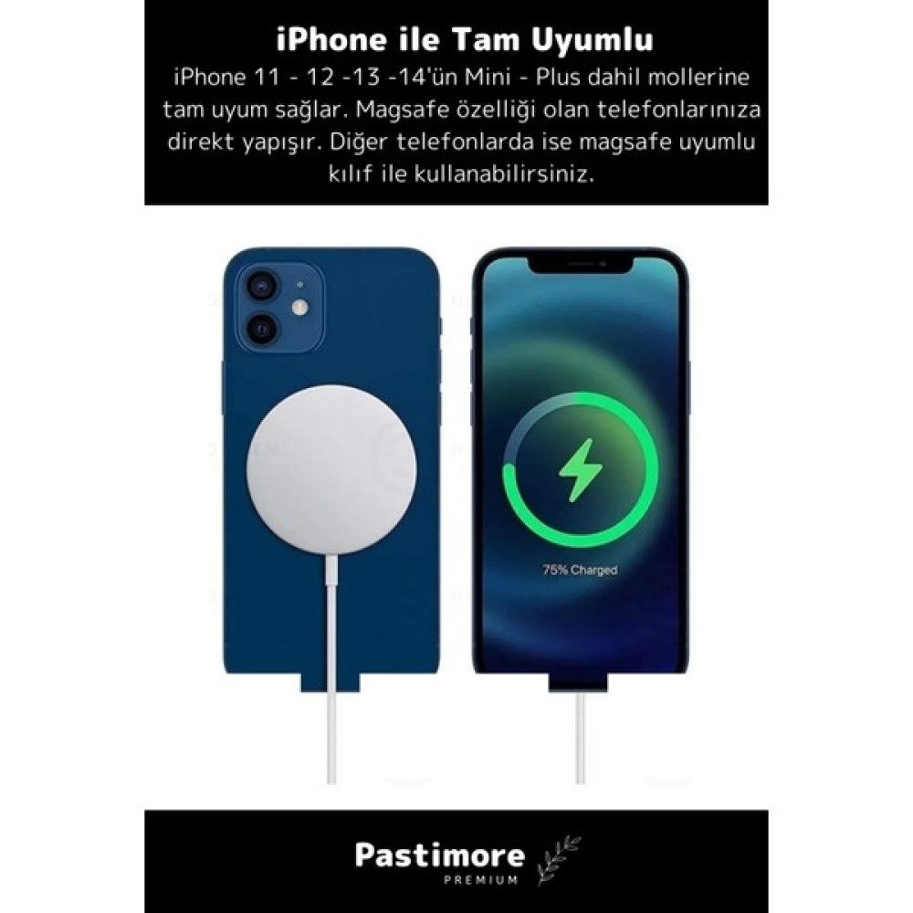 Pastimore iPhone 11 12 13 14 15 Magsafe Kablosuz Hızlı Şarj Aleti Apple Tam Uyumlu Wireless Charger Adaptörü Cep Telefonu Şarj Cihazı Fiyatı