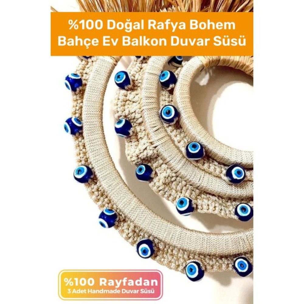 Pastimore Özel Üretim El Emeği %100 Doğal Rafya Bohem Bahçe Ev Balkon Duvar Süs Şık Dekorasyonu 40-10-20 cm Ev & Dekorasyon Aksesuarları Fiyatı