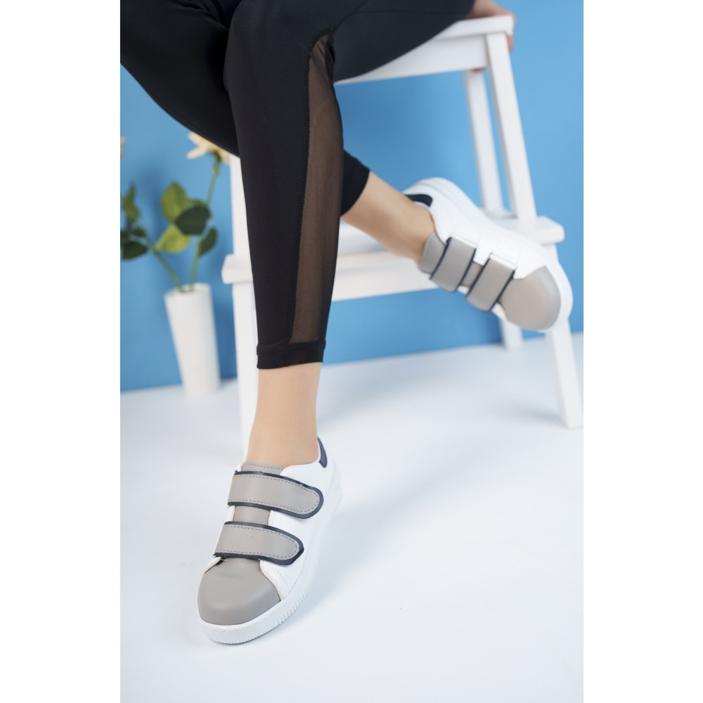 pasyone Gri - Kadın Bantlı Sneaker Ayakkabı 36 Beden Spor Ayakkabı Fiyatı