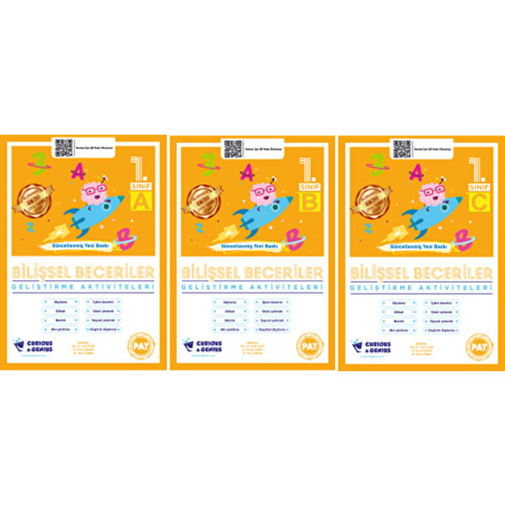 Pat Yayınları Curious&Genius Bilişsel Beceriler Geliştirme Aktiviteleri 1.Sınıf Seti (A-B-C) 3 Kitap Zihinsel Gelişim Kitapları Fiyatı