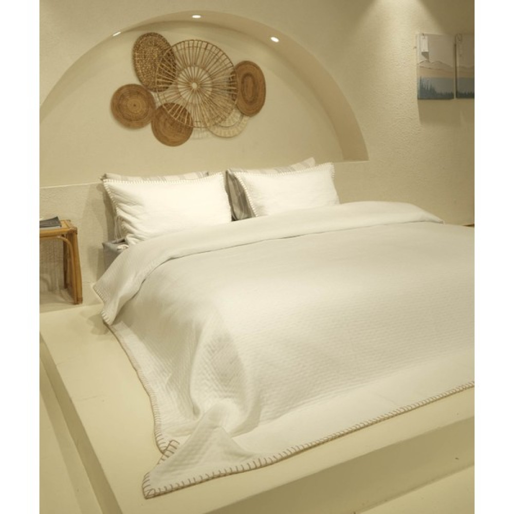 Patara Beyaz Çok Amaçlı %100 Pamuk Çift Kişilik Yatak Örtüsü 240x250 7505A - 240 x 250 cm Yatak Örtüsü Fiyatı