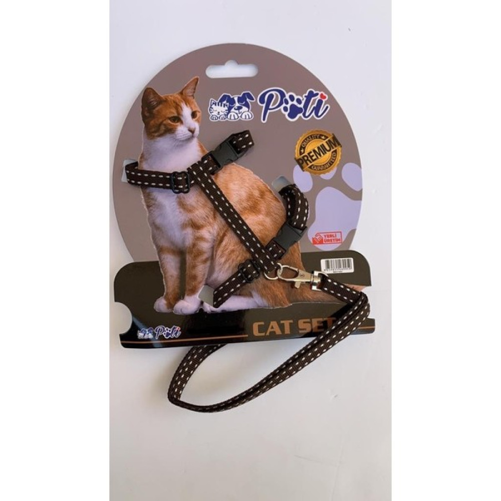 Pati Yavru Köpek ve Kedi Gezdirme Takım Tasması (Ayarlanabilir) Kahverengi-Noktalı - Kahverengi Evcil Hayvan Ürünleri Fiyatı