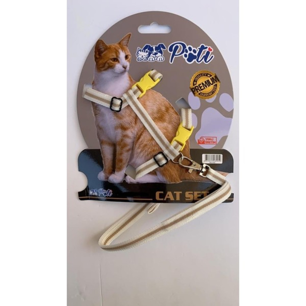 Pati Yavru Köpek ve Kedi Gezdirme Takım Tasması (Ayarlanabilir) Krem-Açık Kahve - Krem Evcil Hayvan Ürünleri Fiyatı