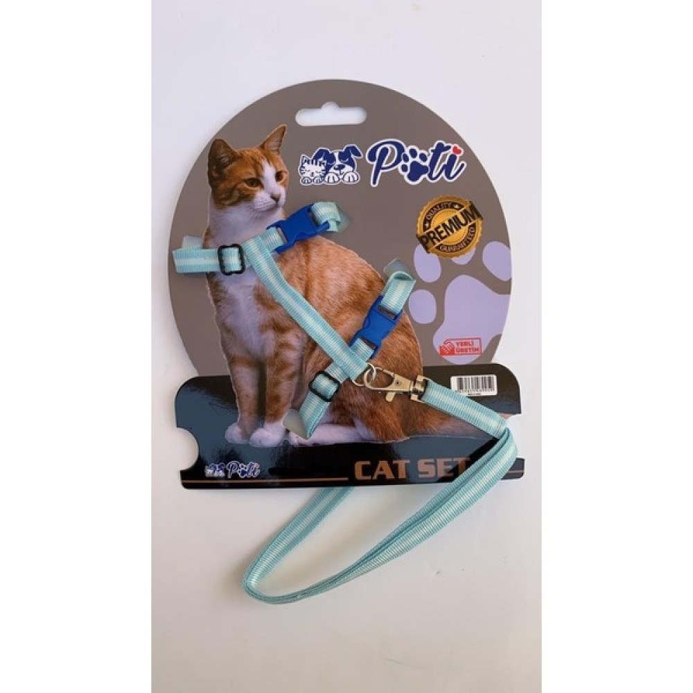 Pati Yavru Köpek ve Kedi Gezdirme Takım Tasması (Ayarlanabilir) Mavi-Beyaz - Mavi - Beyaz Evcil Hayvan Ürünleri Fiyatı