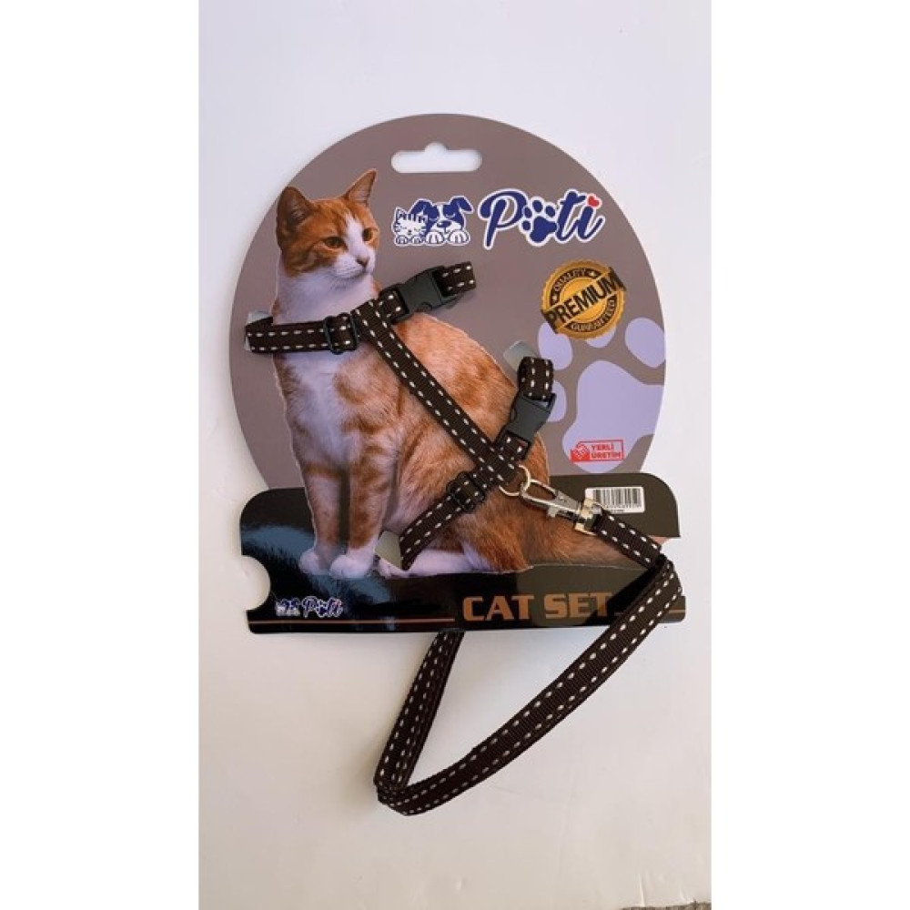 Pati Yavru Köpek ve Kedi Gezdirme Takım Tasması (Ayarlanabilir) Siyah-Çizgli - Siyah Evcil Hayvan Ürünleri Fiyatı