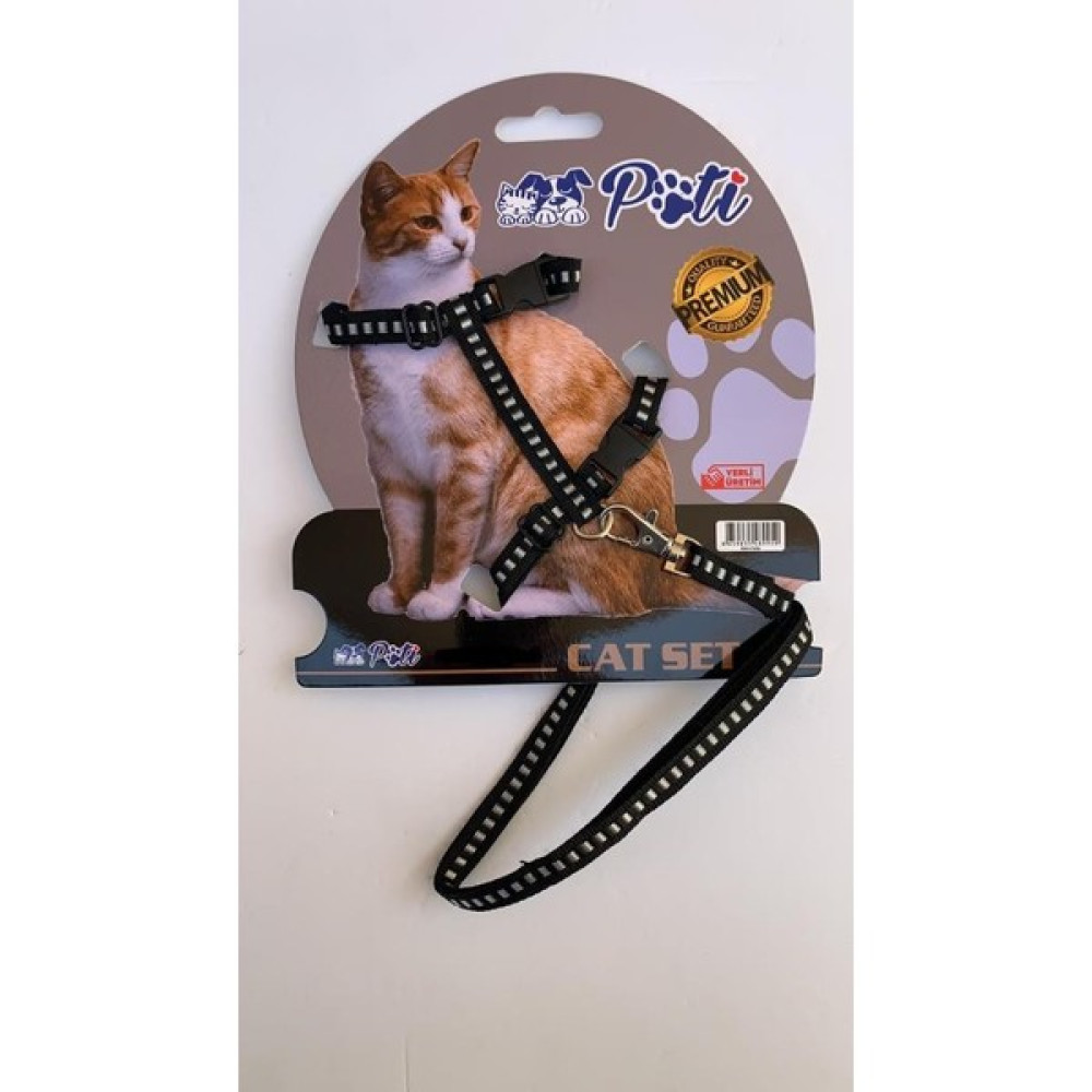 Pati Yavru Köpek ve Kedi Gezdirme Takım Tasması (Ayarlanabilir) Siyah-Şeritli - Siyah Evcil Hayvan Ürünleri Fiyatı