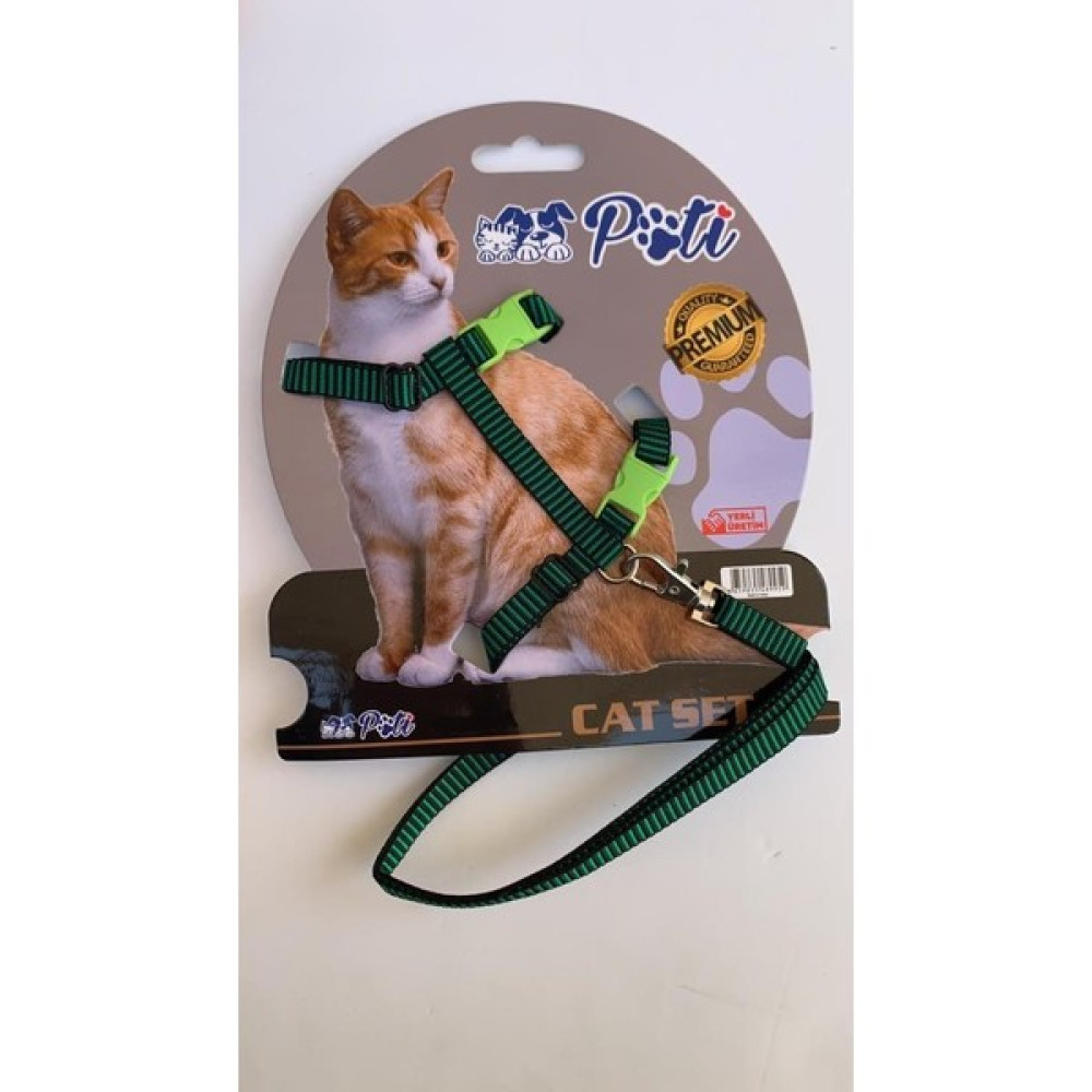 Pati Yavru Köpek ve Kedi Gezdirme Takım Tasması (Ayarlanabilir) Yeşil Şeritli Evcil Hayvan Ürünleri Fiyatı