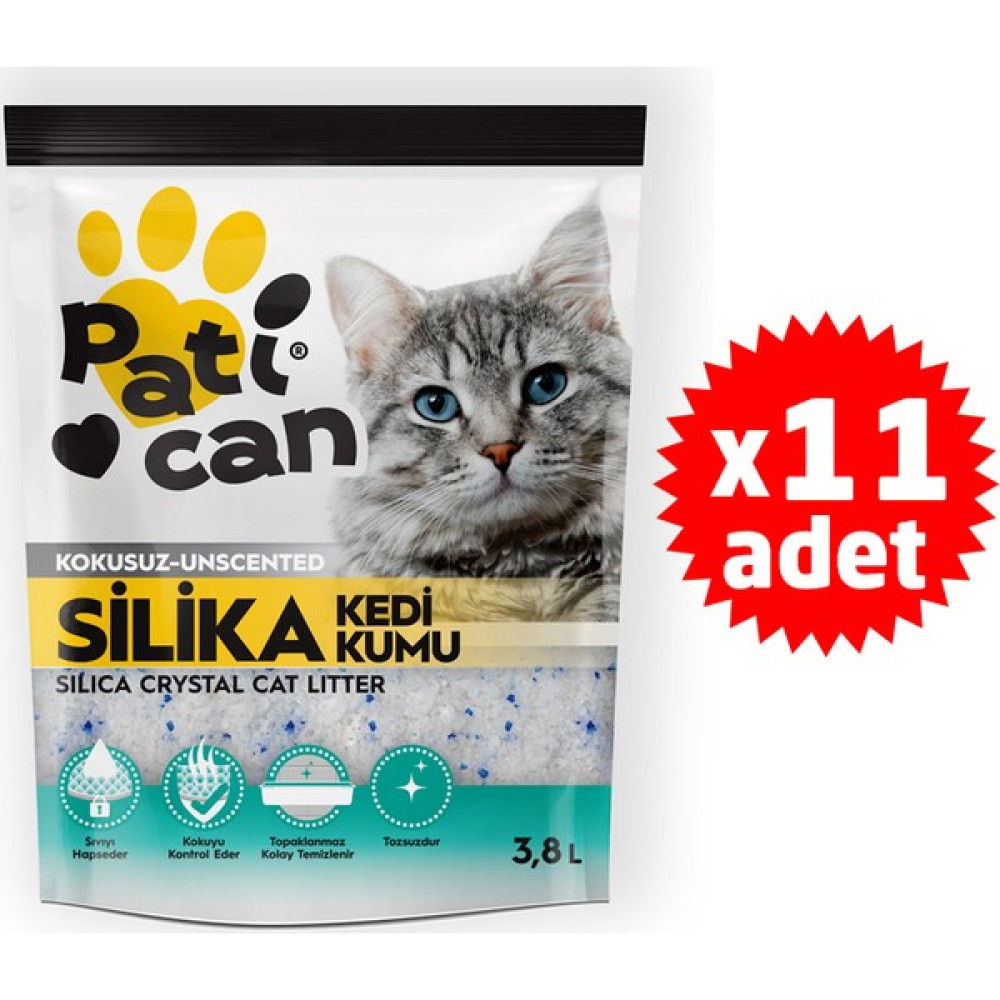 Patican 11 Adet Silika Kristal Kedi Kumu 3.8 lt Evcil Hayvan Ürünleri Fiyatı