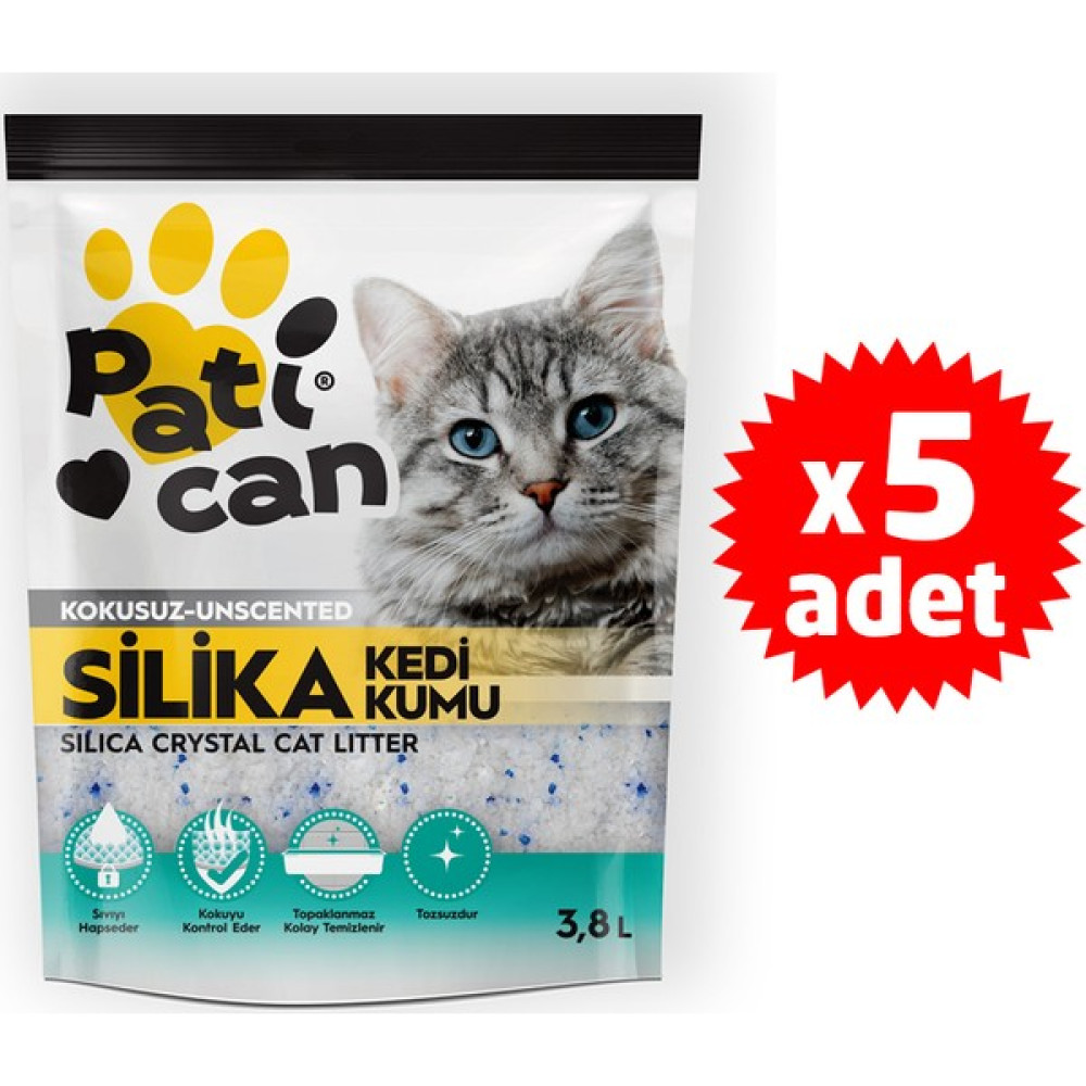 Patican Silika Kristal Kedi Kumu 3.8 lt x 5 Adet Evcil Hayvan Ürünleri Fiyatı