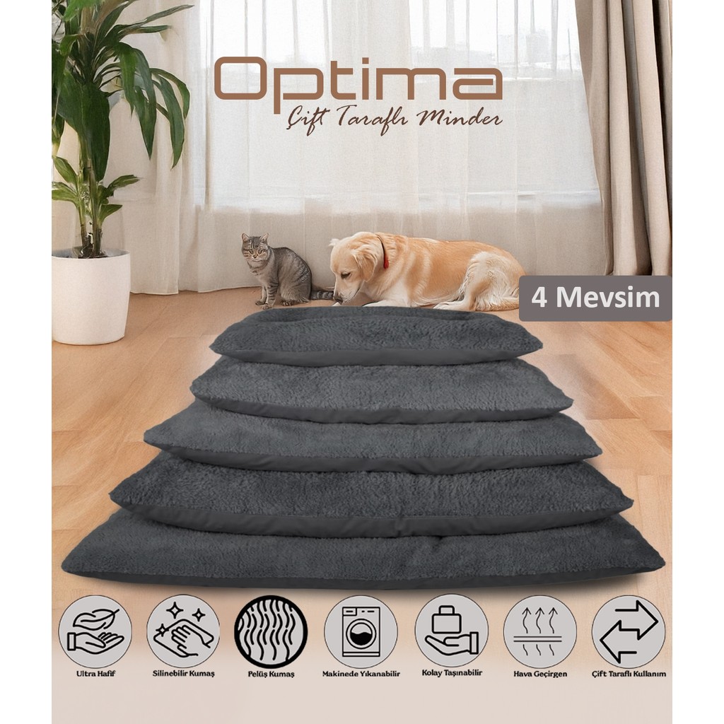 Patiderm Optima Evcil Hayvan Yatağı, Çift Taraflı Kedi ve Köpek Yatak Dört Mevsim Minder - XL - Gri Evcil Hayvan Ürünleri Fiyatı