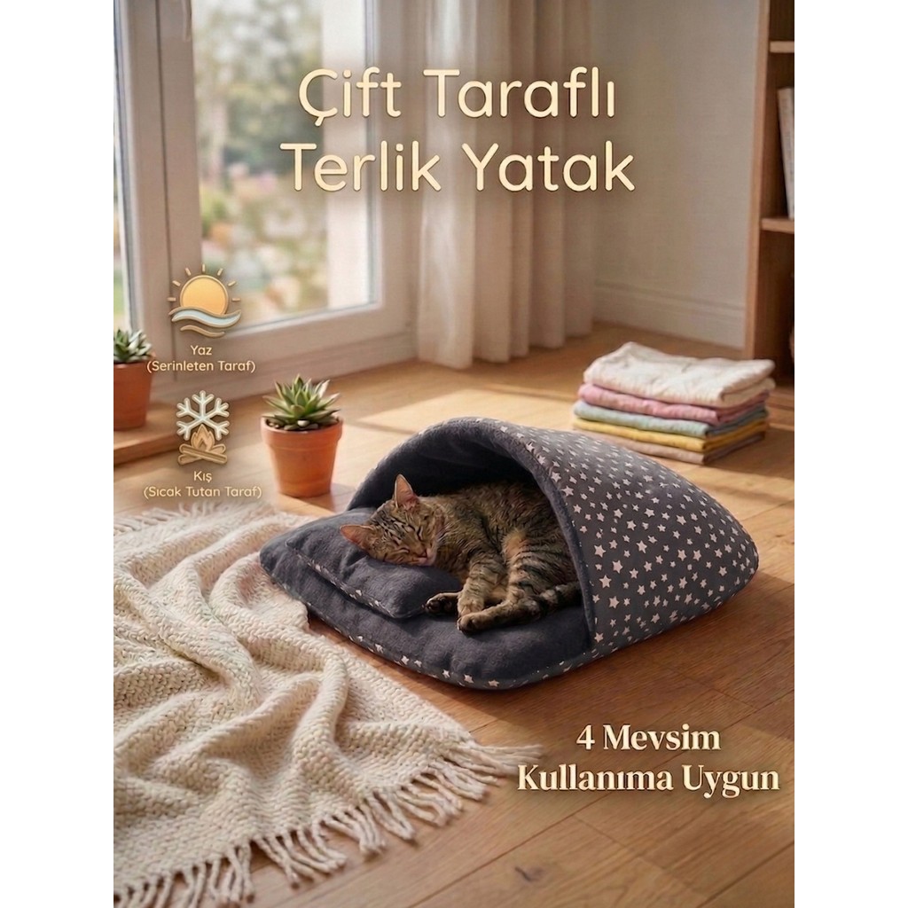 Patiderm Terlik Model Çift Taraflı Kedi & Küçük Irk Köpek Yatağı - Gri Ayakkabılar ve Çantalar Fiyatı