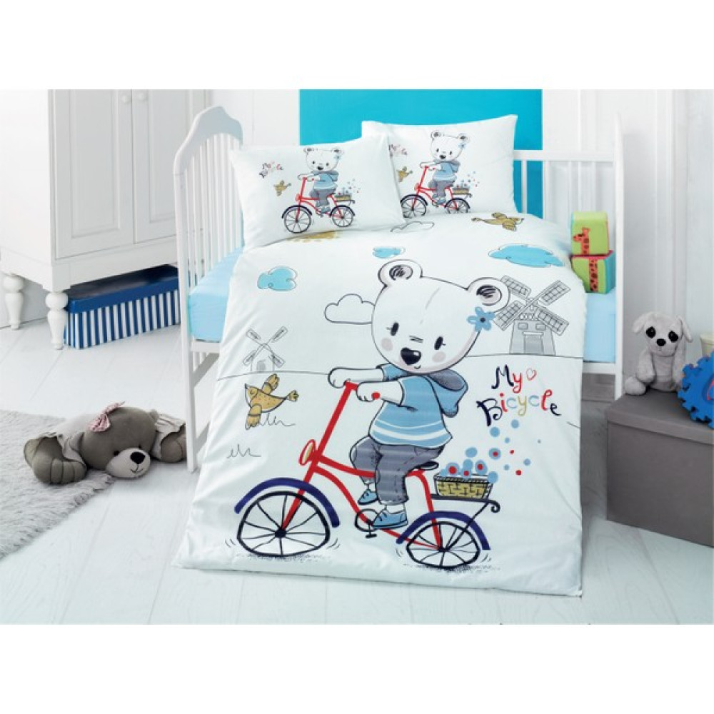Patik Bebek Nevresim Takımı %100 Pamuk Ranforce - Mavi - 100 x 150 cm Bebek Nevresim Takımı Fiyatı