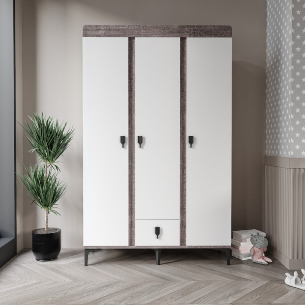 Patiko Rose 3 Kapaklı Dolap Berlin - Gri Gardrop & Dolap Fiyatı