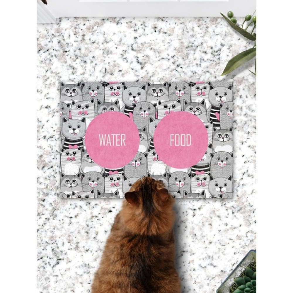 PatiPeti Gri Pembe Kediler Kedi Köpek Mama Paspası ve Beslenme Altlığı 45X70CM Evcil Hayvan Ürünleri Fiyatı