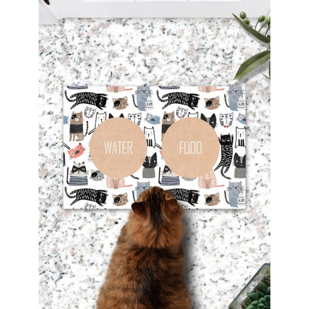 PatiPeti Kedi Desenli Kedi Köpek Mama Paspası ve Beslenme Altlığı 45X70CM Evcil Hayvan Ürünleri Fiyatı