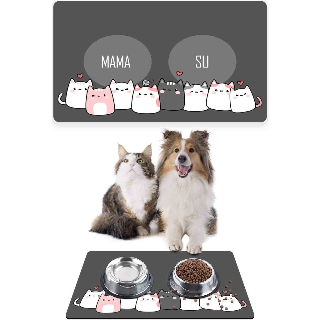 PatiPeti Kediler Gri Kalp Kedi Köpek Mama Altlığı Mama Paspası 50X35CM Araca Özel Paspaslar Fiyatı