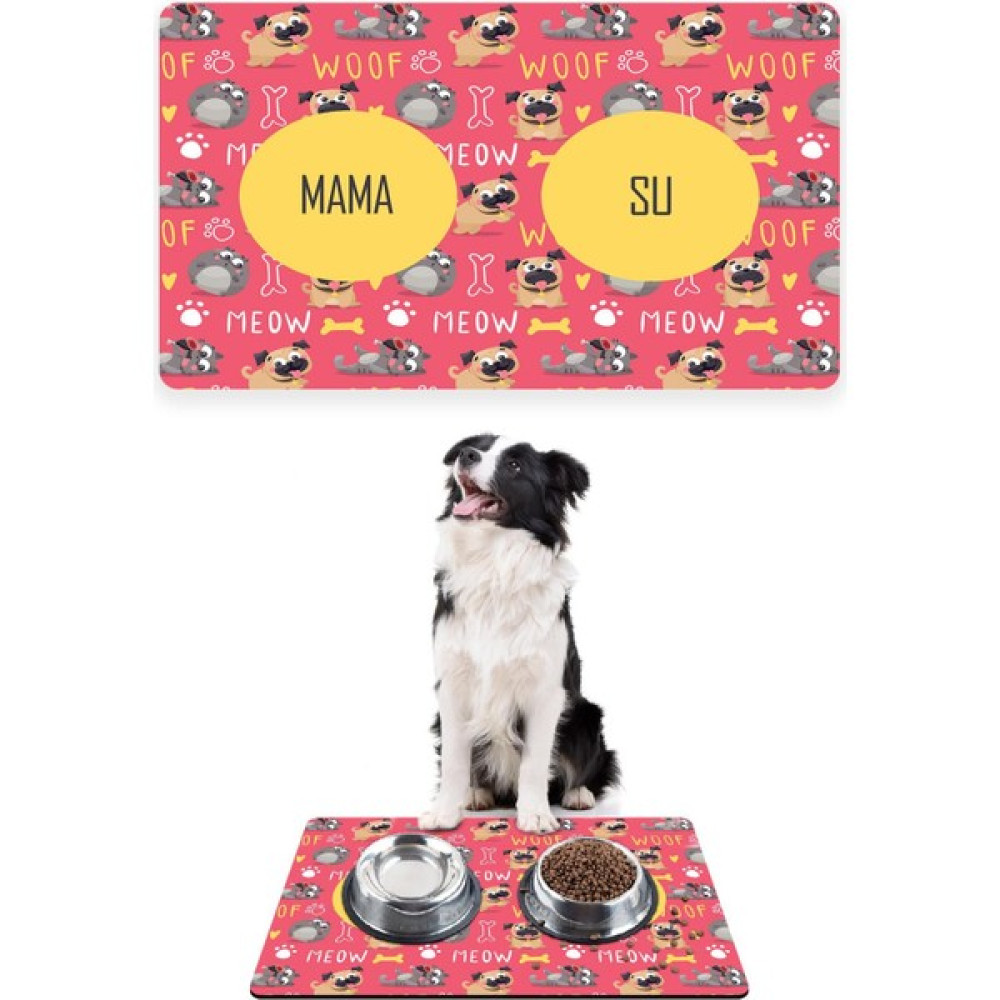 PatiPeti Meow Woof Köpek Mama Altlığı Mama Paspası Köpek Mama Eğitim Paspası 50 x 35cm Evcil Hayvan Ürünleri Fiyatı