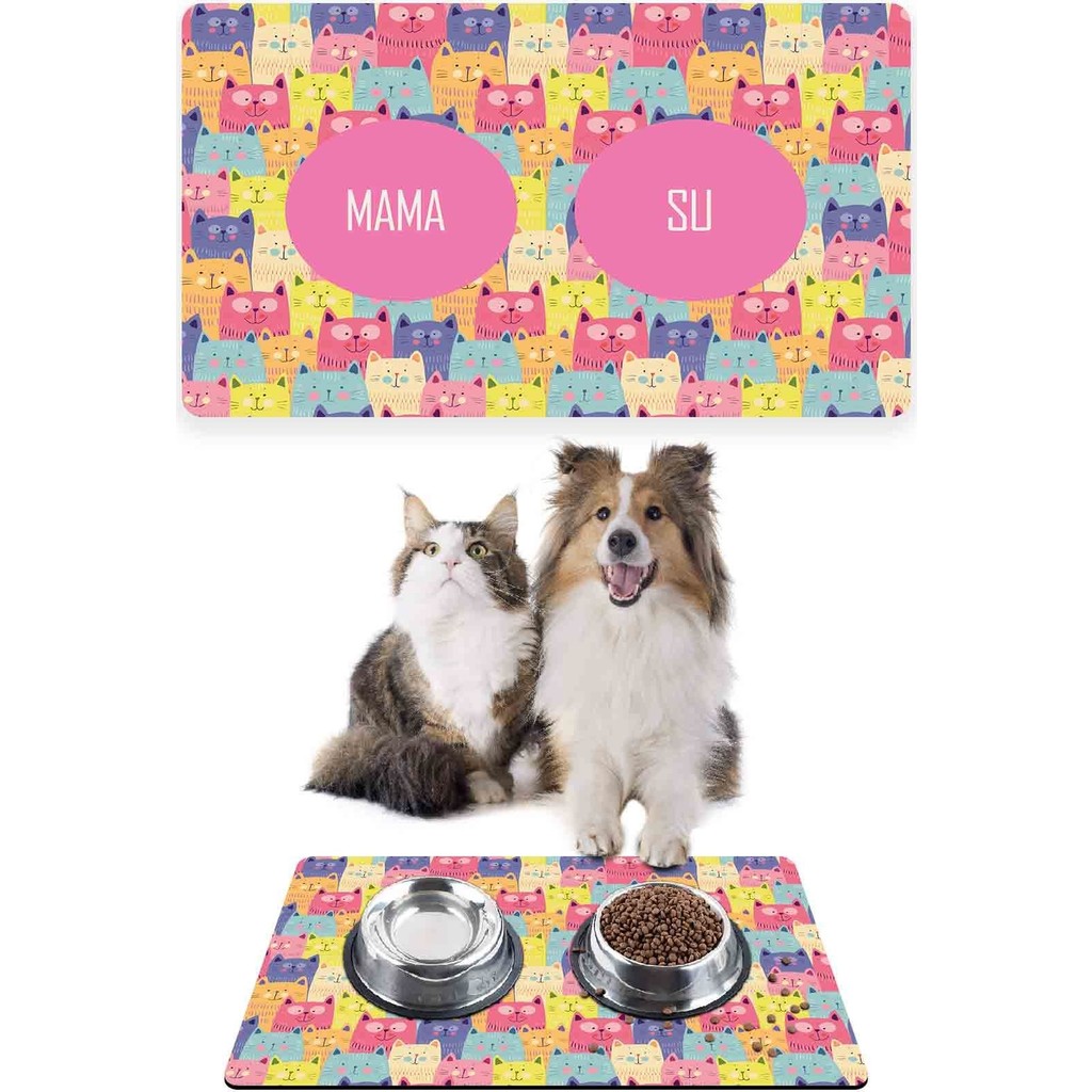 PatiPeti Renkli Sevimli Kediler Kedi Köpek Mama Altlığı Mama Paspası 50X35CM Evcil Hayvan Ürünleri Fiyatı