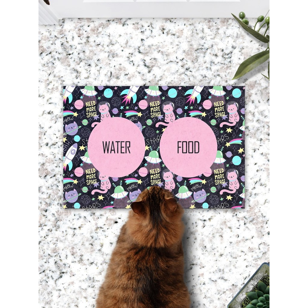 PatiPeti Space Renkli Kediler Kedi Köpek Eğitim Mama Paspası ve Beslenme Altlığı Araca Özel Paspaslar Fiyatı