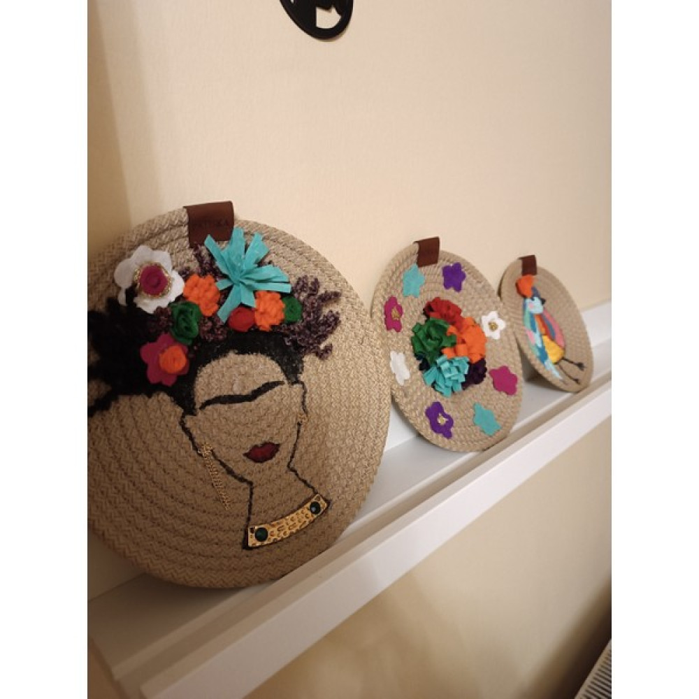 Patiska Tasarım Patiska Tasarımb Frida 3'lü Takım Duvar Süsü, Bohem Tarz, Afrika Desen, Duvar Tabağı, Jüt Dekor, Duvar Süsü Ev & Dekorasyon Aksesuarları Fiyatı