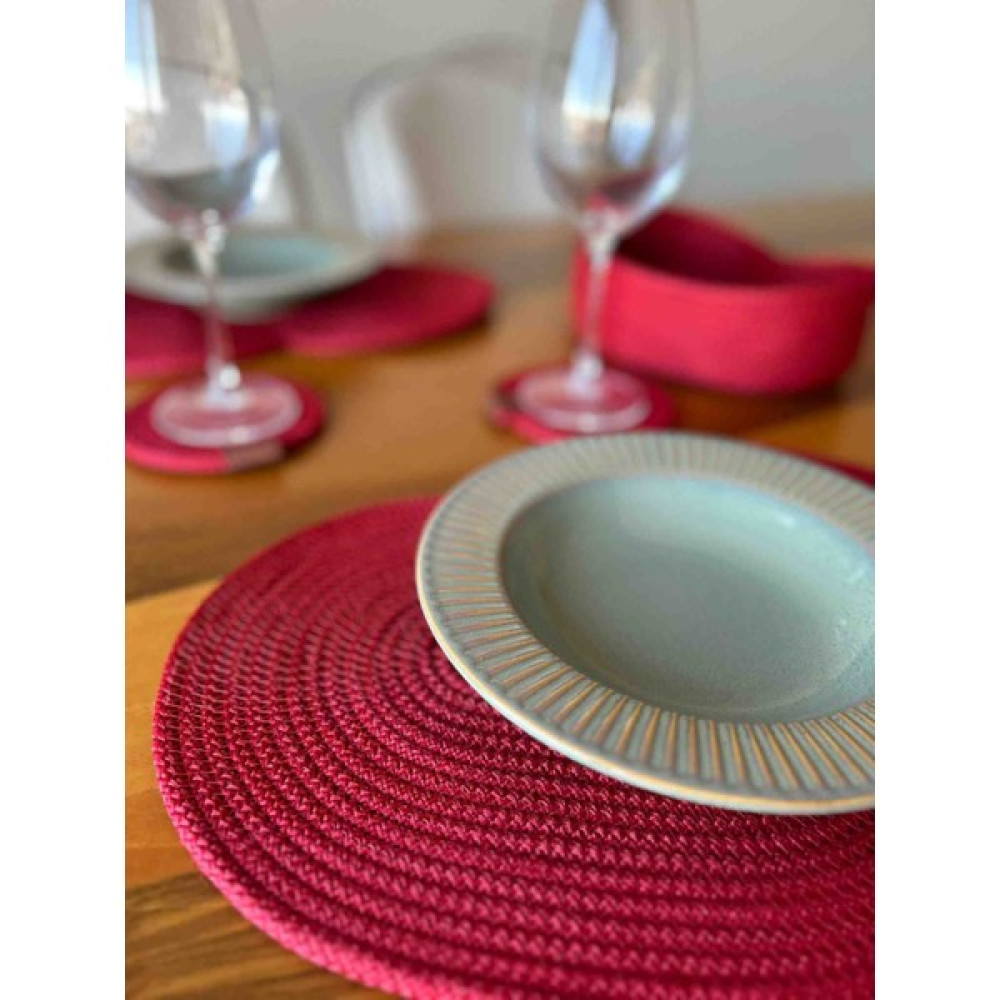 Patiska Tasarım Sevgililer Günü Özel Seti, 2 Adet Supla 1 Adet Sepet 2 Adet Bardak Altlığı, Sevgililer Günü Takımı - Kırmızı - 33 x 33 cm Amerikan Servis Fiyatı
