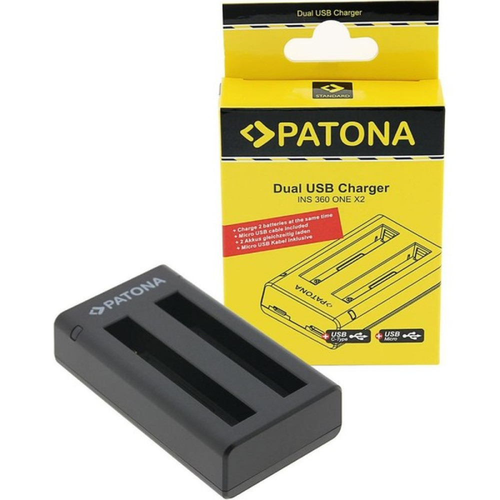 Patona 1457 INSTA360 One X2 Uyumlu Ikili USB Şarj Cihazı - Siyah Aksiyon Kameralar Fiyatı