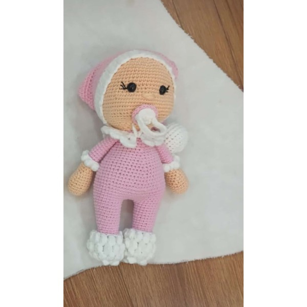 Patron Amigurumi Organik Kız / Erkek Çocuk Emzikli ve Şapkalı Bebek - Pembe Oto Boyaları Fiyatı
