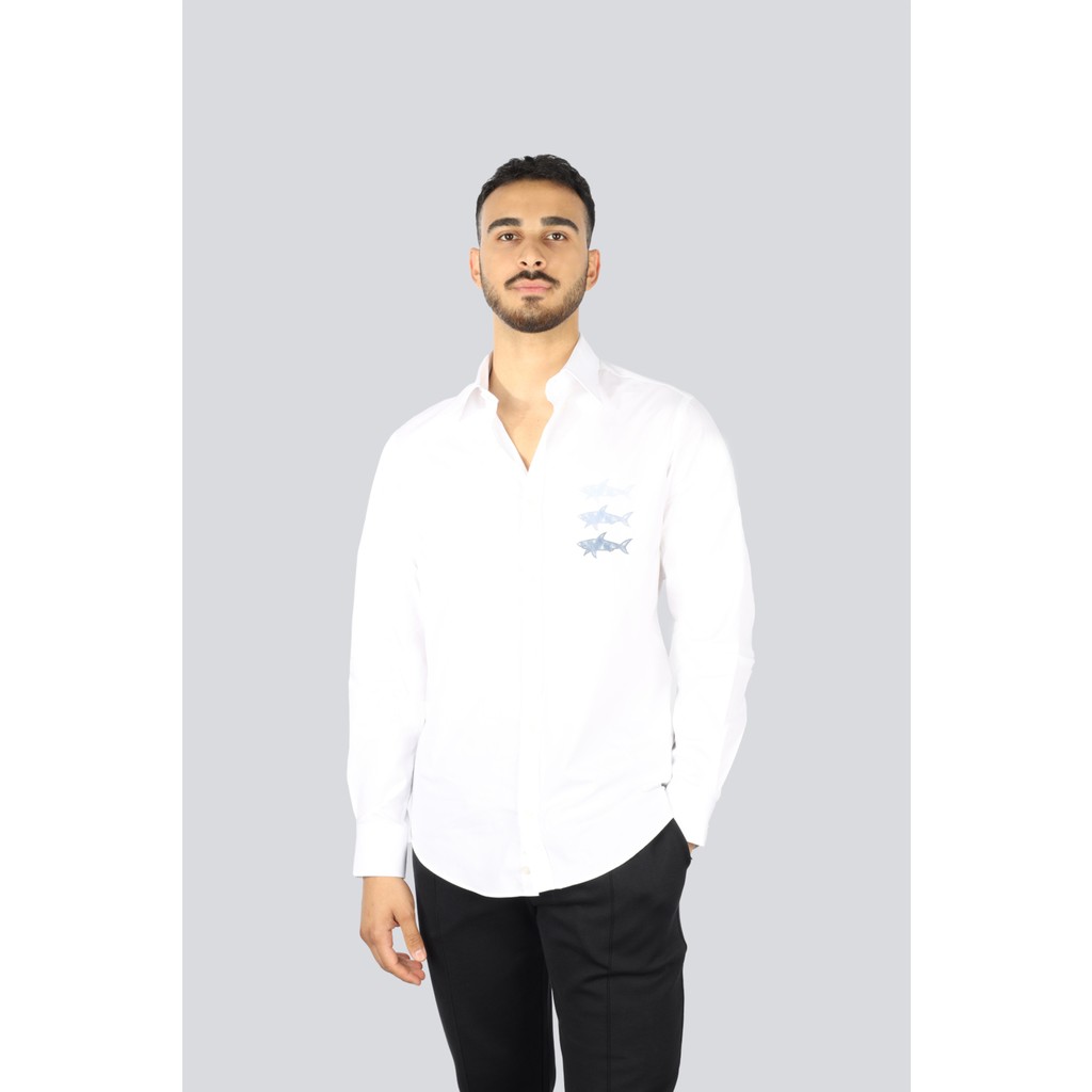 Paul & Shark Erkek Regular Fit Göğsü Shark Logolu Pamuklu Uzun Kollu Beyaz Gömlek 25413503-010 Giyim & İç Giyim Fiyatı